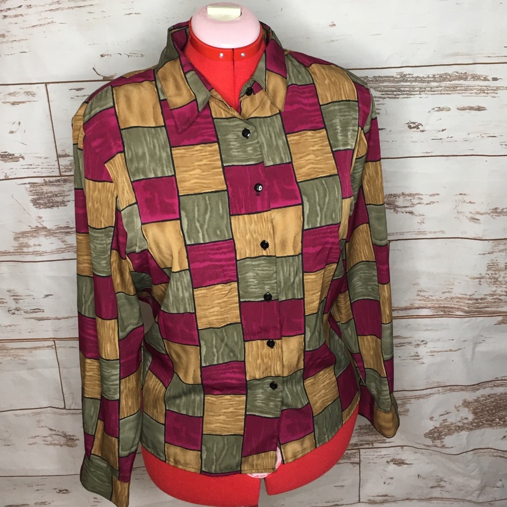 90s Print Button Up Top